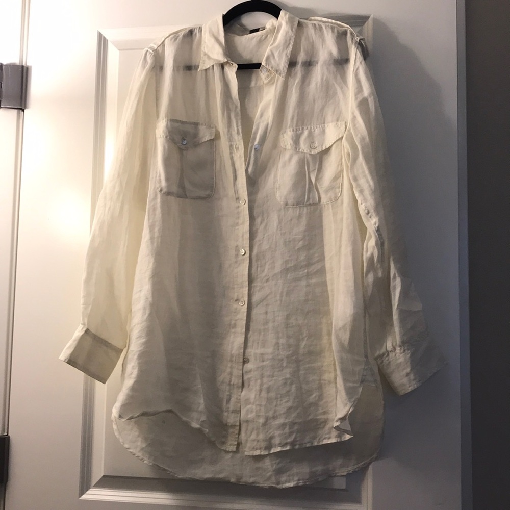White theory linen shirt